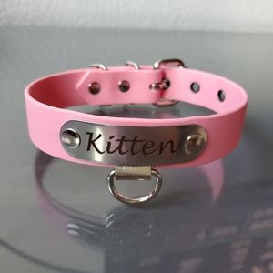 Pink Vegan Leather Kitten Sub Collar